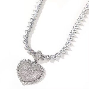 Silver Heart Pendant Necklace set 16inch